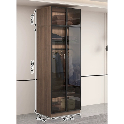 Tủ Quần Áo Cánh Kính Cường Lực Khung Nhôm Sâu 60cm LẮP ĐẶT TẬN NHÀ Yapi-234