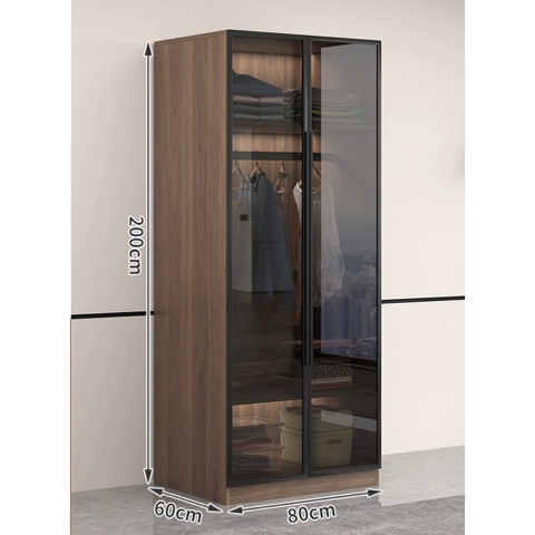 Tủ Quần Áo Cánh Kính Cường Lực Khung Nhôm Sâu 60cm LẮP ĐẶT TẬN NHÀ Yapi-234