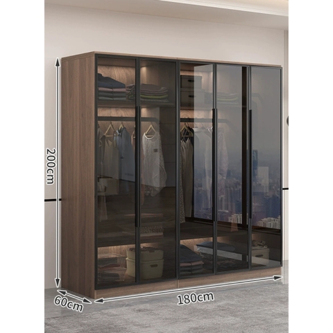 Tủ Quần Áo Cánh Kính Cường Lực Khung Nhôm Sâu 60cm LẮP ĐẶT TẬN NHÀ Yapi-234