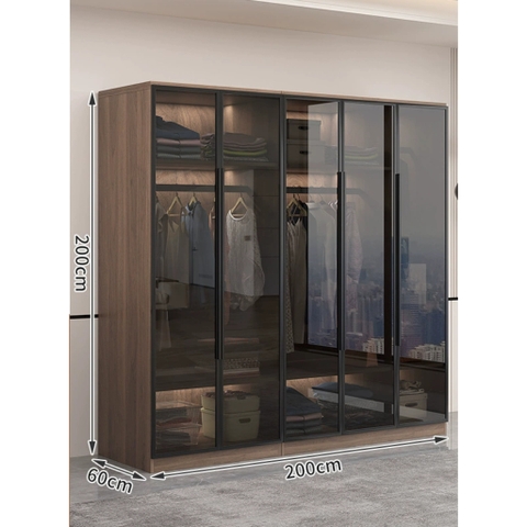 Tủ Quần Áo Cánh Kính Cường Lực Khung Nhôm Sâu 60cm LẮP ĐẶT TẬN NHÀ Yapi-234