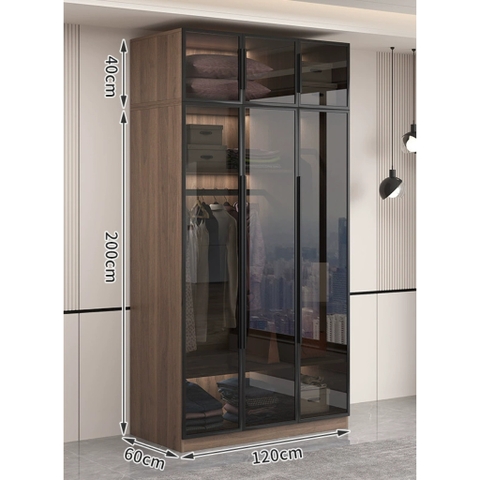 Tủ Quần Áo Cánh Kính Cường Lực Khung Nhôm Sâu 60cm LẮP ĐẶT TẬN NHÀ Yapi-234