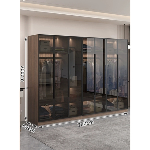 Tủ Quần Áo Cánh Kính Cường Lực Khung Nhôm Sâu 60cm LẮP ĐẶT TẬN NHÀ Yapi-234