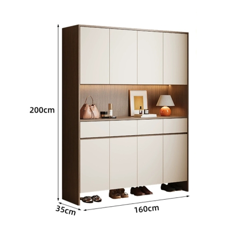 Tủ Giày Gỗ Cỡ Lớn Để Cửa Tích Hợp Tủ Để Đồ Có LED Sâu 35cm Yapi-321 - Nhiều kích thước