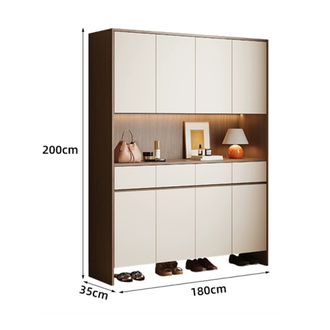 Tủ Giày Gỗ Cỡ Lớn Để Cửa Tích Hợp Tủ Để Đồ Có LED Sâu 35cm Yapi-321 - Nhiều kích thước