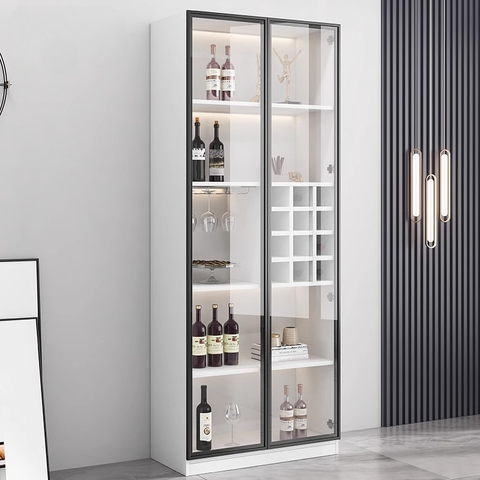 Tủ Rượu Cánh Kính Sang Trọng Trưng Bày Phòng Khách Có LED Kích thước 80x40x200cm Yapi-TK005