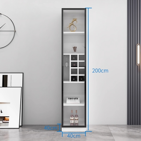 Tủ Rượu Cánh Kính Sang Trọng Trưng Bày Phòng Khách Có LED Kích thước 80x40x200cm Yapi-TK005