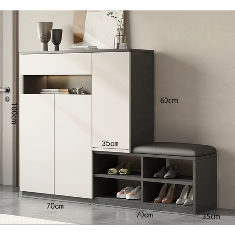 Tủ Để Giày Có Ghế Ngồi Bọc Nệm 140x35x100cm Yapi-322