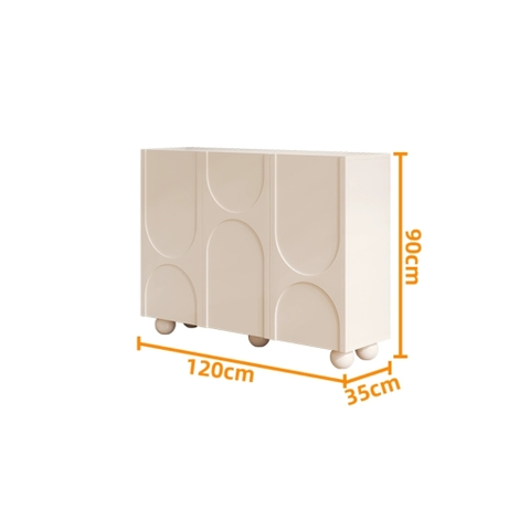 Tủ Giày Tủ Trang Trí Chân Tròn Độc Đáo Sơn Trắng Kích thước 160x35x90cm Yapi-324