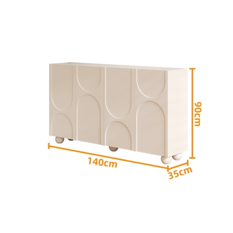 Tủ Giày Tủ Trang Trí Chân Tròn Độc Đáo Sơn Trắng Kích thước 160x35x90cm Yapi-324