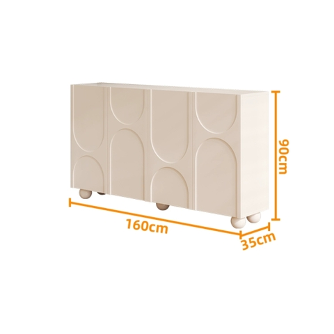 Tủ Giày Tủ Trang Trí Chân Tròn Độc Đáo Sơn Trắng Kích thước 160x35x90cm Yapi-324