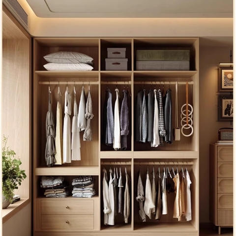 Tủ áo cánh mở thiết kế hiện đại có ngăn kéo Yapi-236 - nhiều kích thước