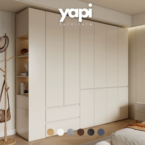Tủ Quần Áo Gỗ Nguyên Khối Đơn Giản Nội Thất Phòng Ngủ kích thước 240x60x260cm Yapi-237