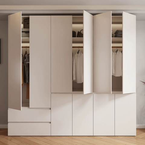 Tủ Quần Áo Gỗ Nguyên Khối Đơn Giản Nội Thất Phòng Ngủ kích thước 240x60x260cm Yapi-237