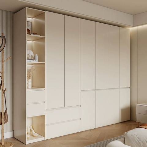 Tủ Quần Áo Gỗ Nguyên Khối Đơn Giản Nội Thất Phòng Ngủ kích thước 240x60x260cm Yapi-237