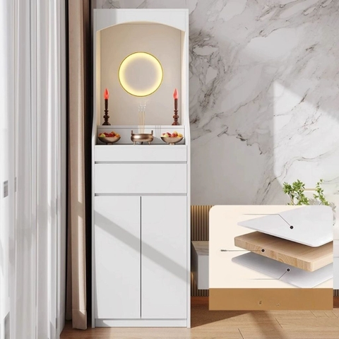 Bàn Thờ Phật Bằng Gỗ Nguyên Khối Hiện Đại Có Tủ Đựng Đồ Kích thước 81x48x190cm Yapi-1203