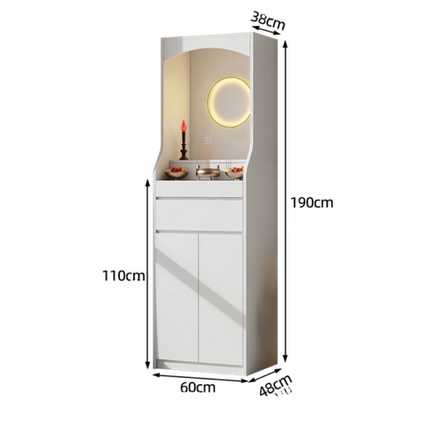 Bàn Thờ Phật Bằng Gỗ Nguyên Khối Hiện Đại Có Tủ Đựng Đồ Kích thước 81x48x190cm Yapi-1203