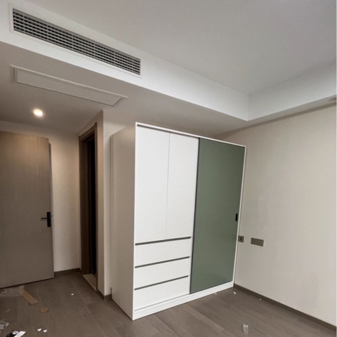 Tủ Quần Áo Cửa Trượt Kèm Kệ Và Ngăn Kéo, Màu Trắng phối Xanh Lá, 260x60x200cm Yapi-241