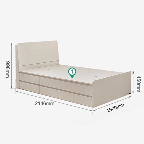 Giường Đơn Có Ngăn Kéo Lưu Trữ Màu Trắng Cho Phòng Ngủ | Kích thước 120-150x200cm Yapi-538