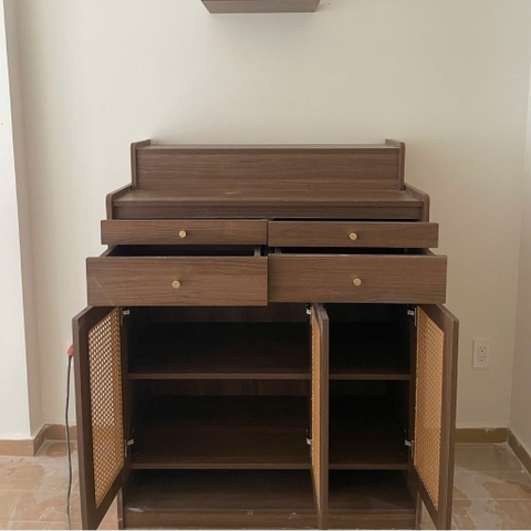 Tủ Thờ Gỗ MDF Có Ngăn Kéo Và Cửa Tấm Mây Nhỏ Gọn Hiện Đại 84x48x127cm Yapi-1207