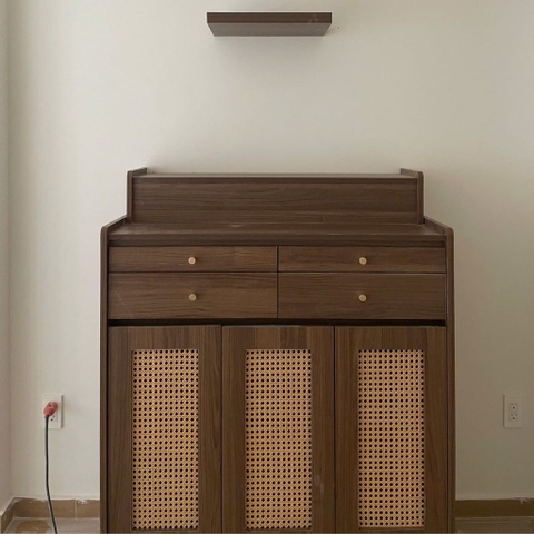 Tủ Thờ Gỗ MDF Có Ngăn Kéo Và Cửa Tấm Mây Nhỏ Gọn Hiện Đại 84x48x127cm Yapi-1207