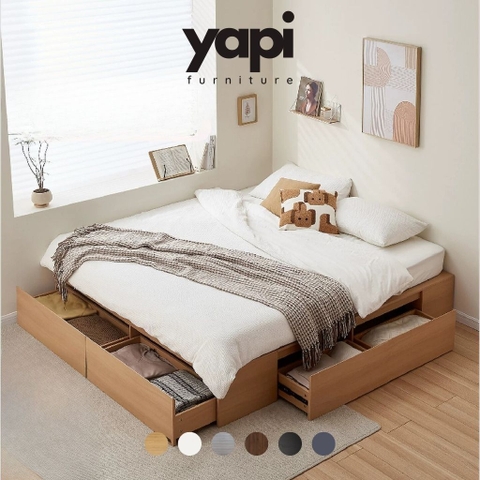 Giường Ngủ Gỗ MDF Ngăn Kéo Thông Minh, Tích Hợp Hộc Tủ Lưu Trữ 180x200cm Yapi-547