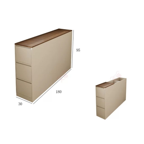 Kệ Đầu Giường Liền Tường Kèm Hộc Tủ Trang Trí Phòng Ngủ Hiện Đại 180x30x95cm Yapi-124