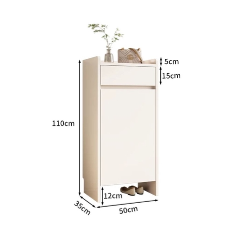 Tủ Giày Dép Nhỏ Gọn 1 Cánh Kèm Ngăn Kéo Cho Căn Hộ Nhỏ 50x35x110cm Yapi-330