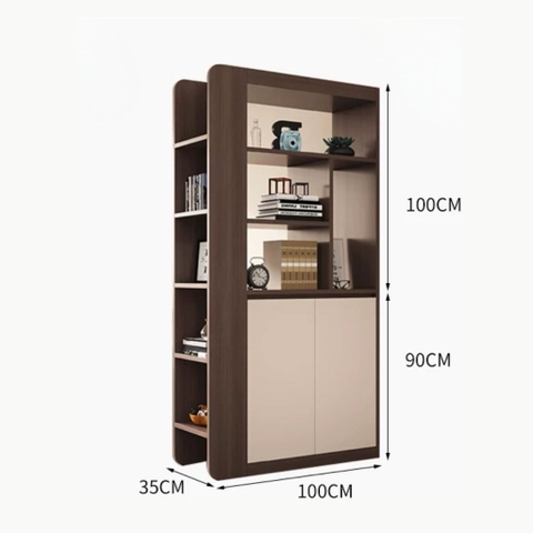 Tủ Giày Cánh Đóng Đa Năng Kèm Kệ Sách Trang Trí Phòng Khách 100x35x190cm Yapi-331