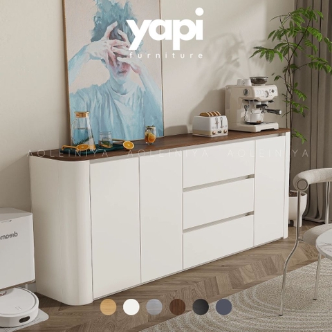 Tủ Trang Trí Bo Cong Kèm Ngăn Kéo Mặt Gỗ Hiện Đại 186x40x90cm Yapi-123