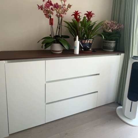 Tủ Trang Trí Bo Cong Kèm Ngăn Kéo Mặt Gỗ Hiện Đại 186x40x90cm Yapi-123
