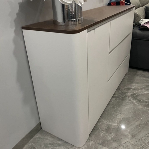 Tủ Trang Trí Bo Cong Kèm Ngăn Kéo Mặt Gỗ Hiện Đại 186x40x90cm Yapi-123