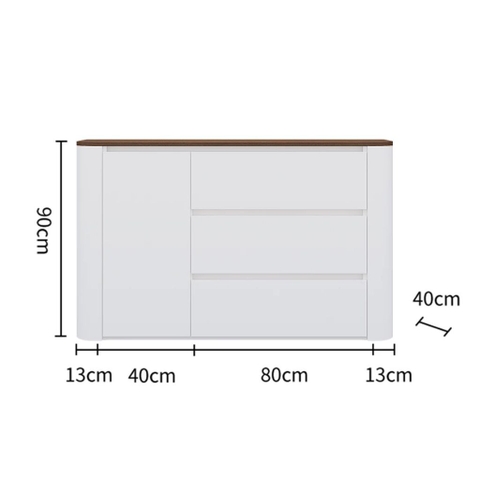 Tủ Trang Trí Bo Cong Kèm Ngăn Kéo Mặt Gỗ Hiện Đại 186x40x90cm Yapi-123