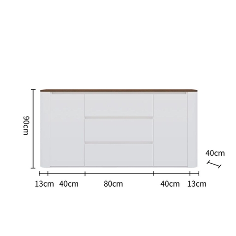 Tủ Trang Trí Bo Cong Kèm Ngăn Kéo Mặt Gỗ Hiện Đại 186x40x90cm Yapi-123