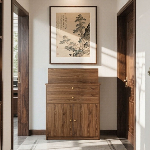 Tủ Thờ Gia Tiên Gỗ Nhỏ Gọn 2 Ngăn Kéo Và 2 Cánh Mở 90x41x117cm Yapi-1208