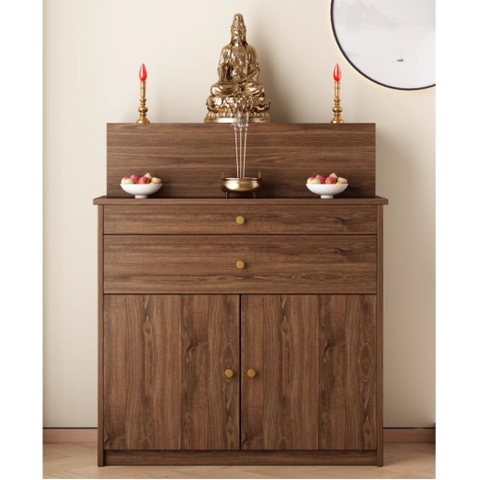 Tủ Thờ Gia Tiên Gỗ Nhỏ Gọn 2 Ngăn Kéo Và 2 Cánh Mở 90x41x117cm Yapi-1208