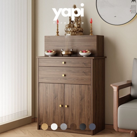 Tủ Thờ Gia Tiên Gỗ Nhỏ Gọn 2 Ngăn Kéo Và 2 Cánh Mở 90x41x117cm Yapi-1208