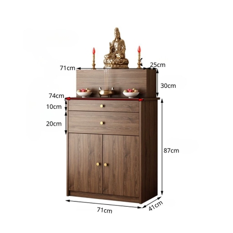Tủ Thờ Gia Tiên Gỗ Nhỏ Gọn 2 Ngăn Kéo Và 2 Cánh Mở 90x41x117cm Yapi-1208
