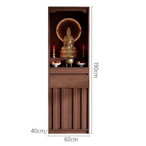 Tủ Thờ Hiện Đại Có Đèn LED Vân Gỗ Nổi Sang Trọng 80x40x190cm Yapi-1209