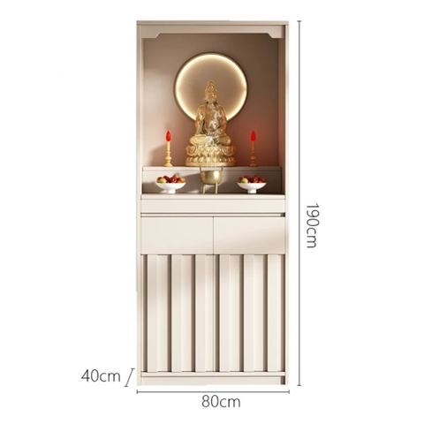 Tủ Thờ Hiện Đại Có Đèn LED Vân Gỗ Nổi Sang Trọng 80x40x190cm Yapi-1209