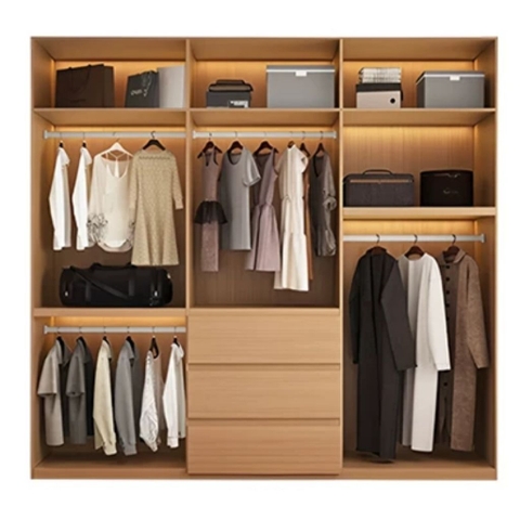 Tủ Quần Áo Cánh Mở Hiện Đại Nhiều Ngăn Tối Giản Cho Phòng Ngủ 240x60x240cm Yapi-261