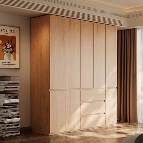 Tủ Quần Áo Cánh Mở Hiện Đại Nhiều Ngăn Tối Giản Cho Phòng Ngủ 240x60x240cm Yapi-261