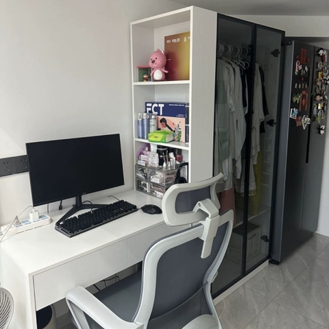 Tủ Quần Áo Cánh Kính Sóng  Kết Hợp Bàn Làm Việc Hiện Đại 200x52x185cm Yapi-259