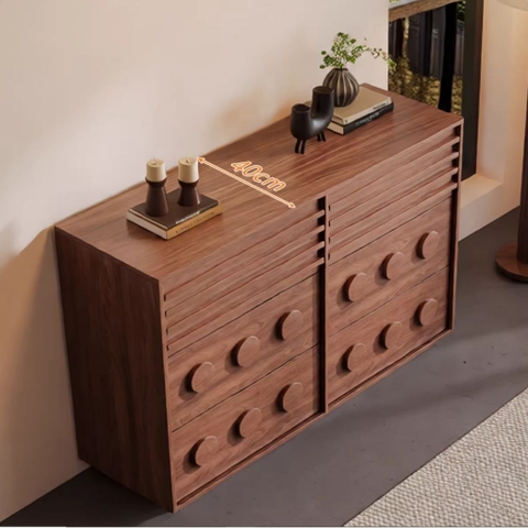 Tủ Trang Trí Ngăn Kéo Gỗ Hiện Đại 6 Ngăn Lưu Trữ Tay Nắm Tròn Nổi 160x40x80cm Yapi-126