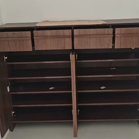 Tủ Giày Gỗ Hiện Đại Nhiều Ngăn Và Kệ Trang Trí Vân Gỗ Nổi 160x38x140cm Yapi-333