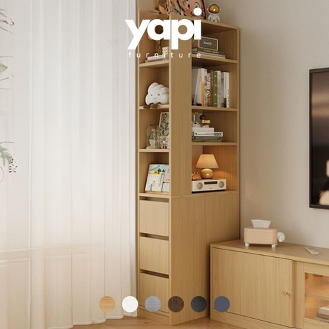 Kệ Sách Góc Tường Có Ngăn Kéo Tiết Kiệm Không Gian 30x60x180cm Yapi-674