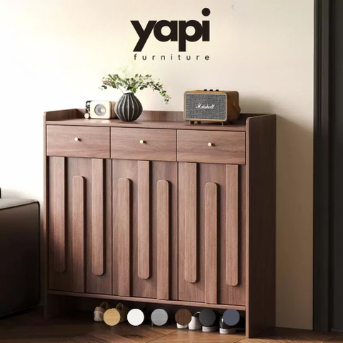 Tủ Giày Gỗ Hiện Đại Kèm Ngăn Kéo Vân Gỗ Nổi Hiện Đại 140x38x110cm Yapi-338