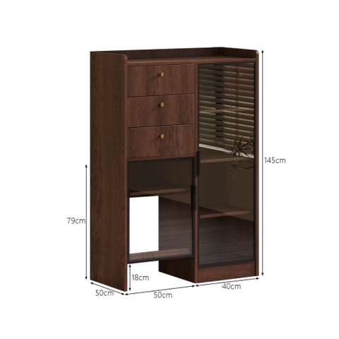 Tủ Để Robot Lau Nhà - Tủ Trang Trí Kết Hợp Cánh Kính Có Ngăn Kéo Đa Năng 120x50x145cm Yapi-125
