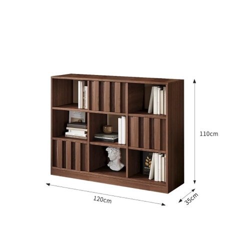Kệ Sách Trang Trí Gỗ MDF Nhiều Ngăn Vân Gỗ Nổi 120x35x110cm Yapi-672