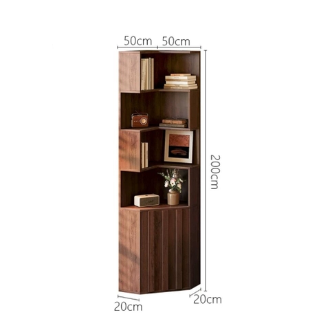 Kệ Sách Góc Chữ L Gỗ MDF Hiện Đại Cho Phòng Khách Phòng Ngủ 60x60x200cm Yapi-670