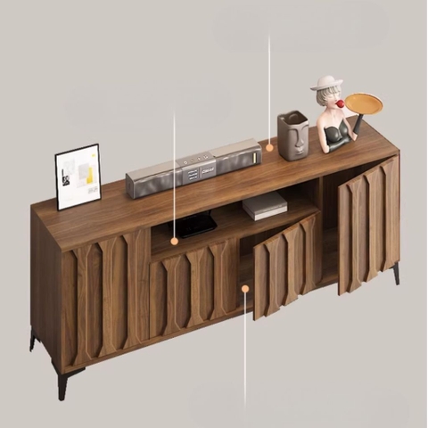 Kệ Tivi Phòng Khách Cánh Tủ Thanh Dọc Nổi 240x40x70cm Yapi-924